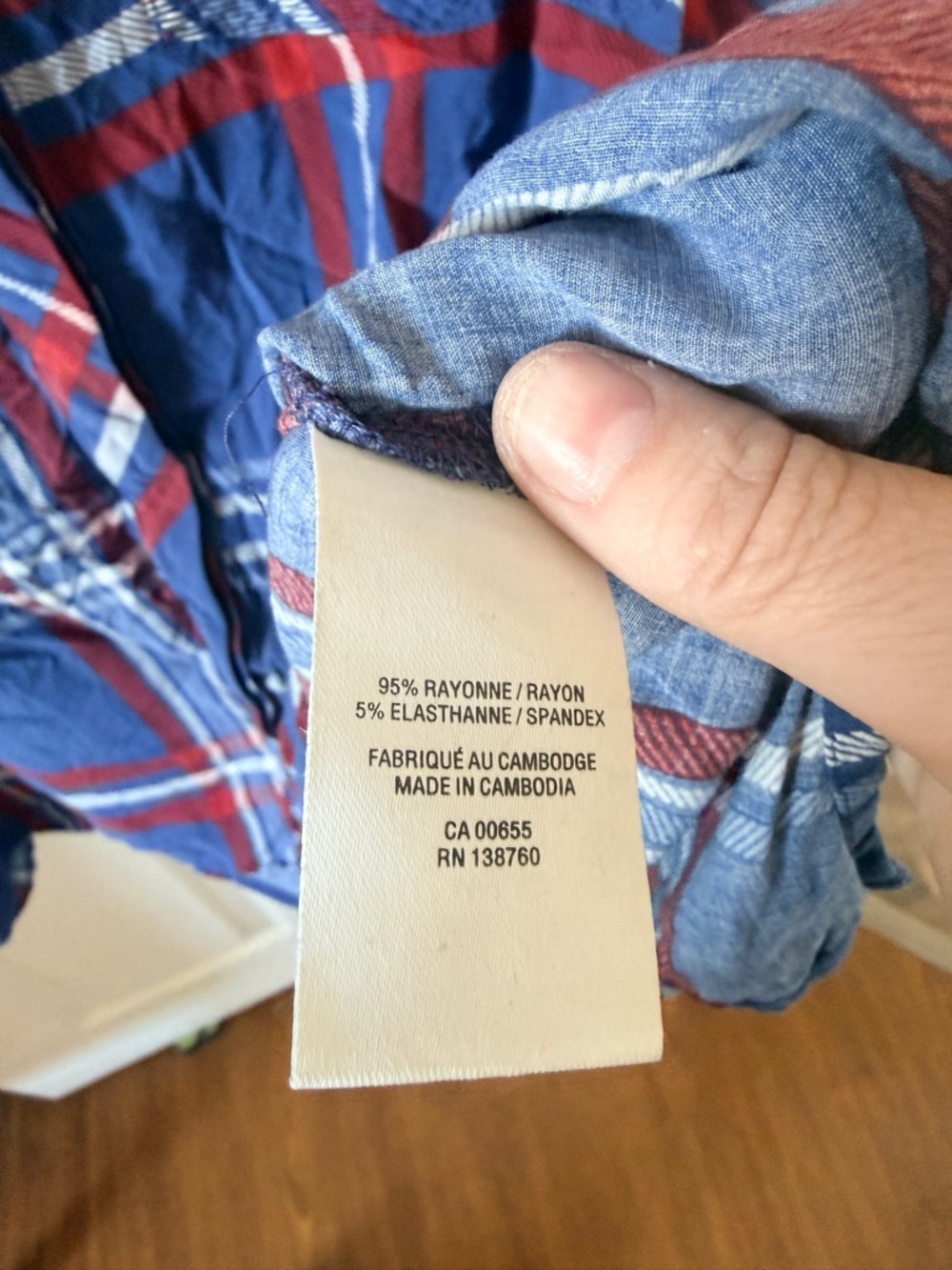 Reitmans Blue Plaid Button-Down Shirt with Red & White Stripes - Picture 6 of 7